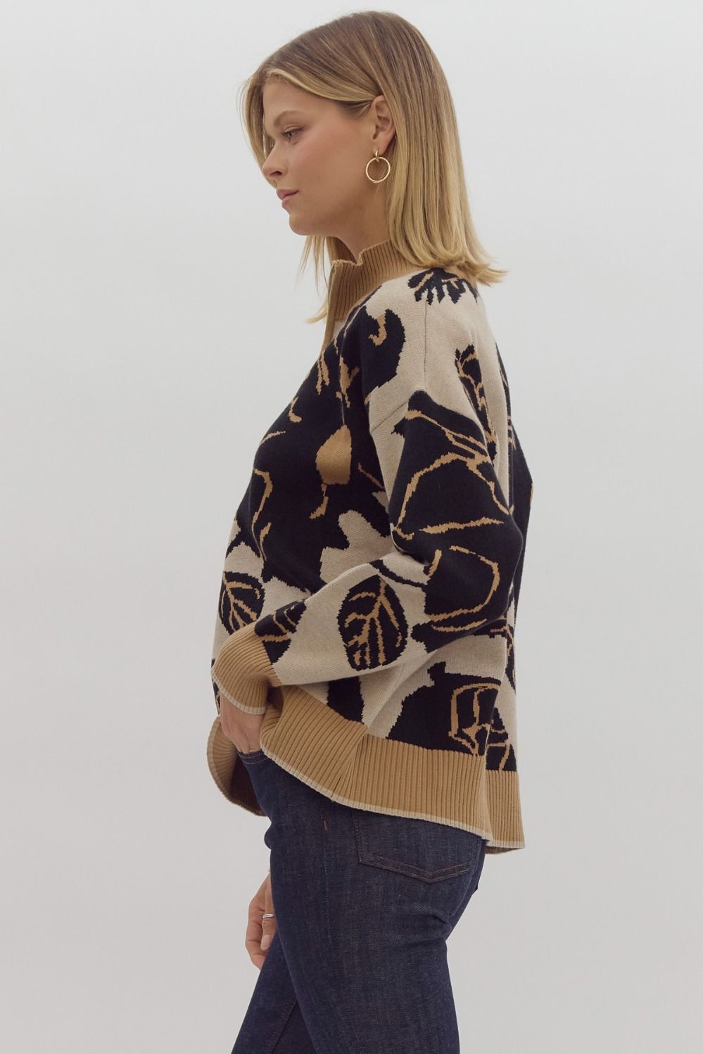 Quarter Zip Printed Sweater