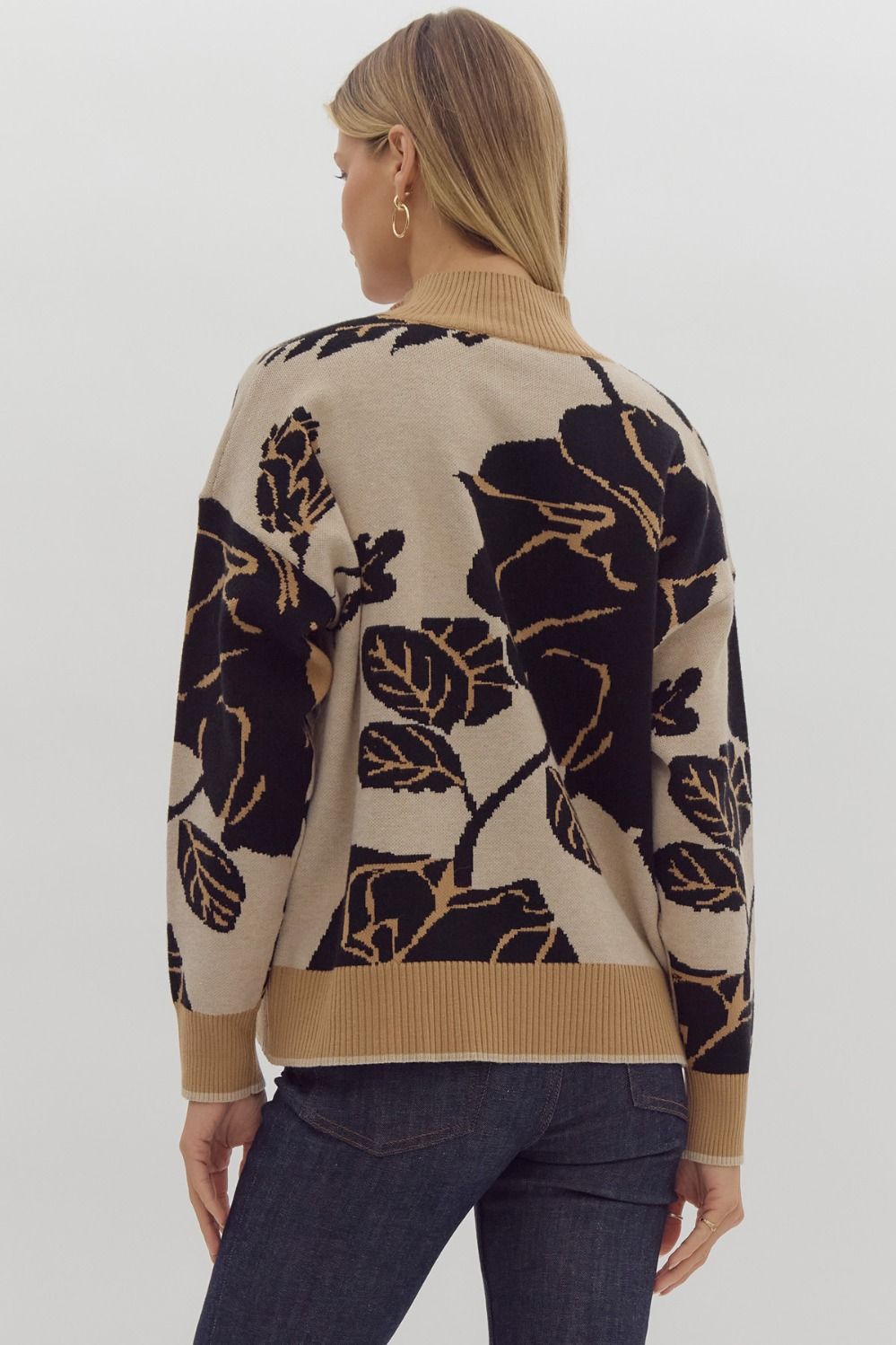 Quarter Zip Printed Sweater