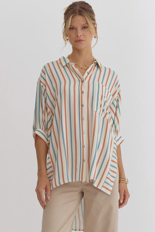 Striped Button Down Top