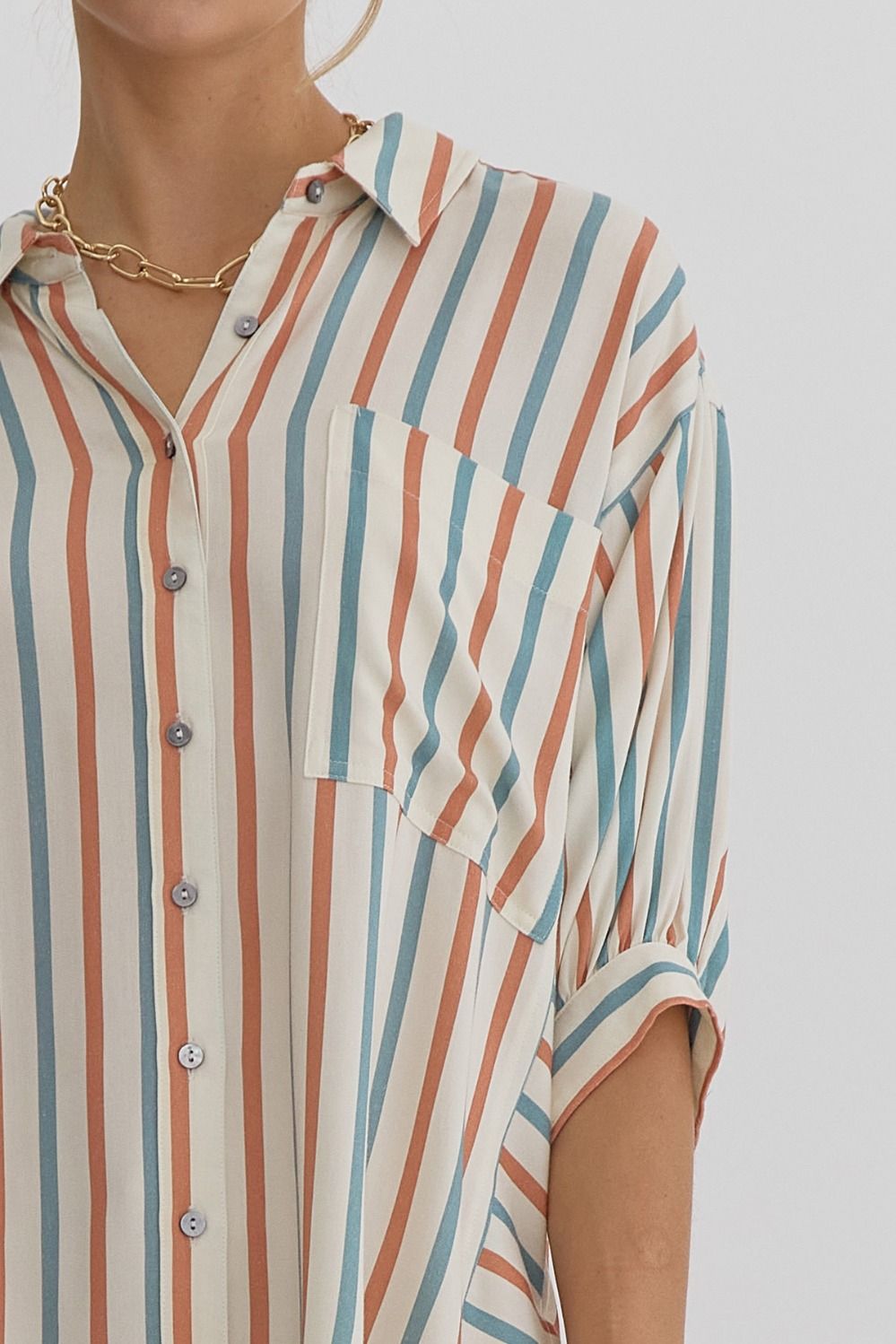 Striped Button Down Top