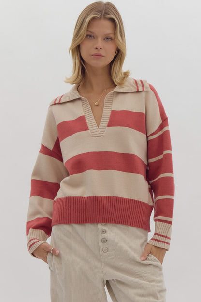 Stripe V-Neck Sweater