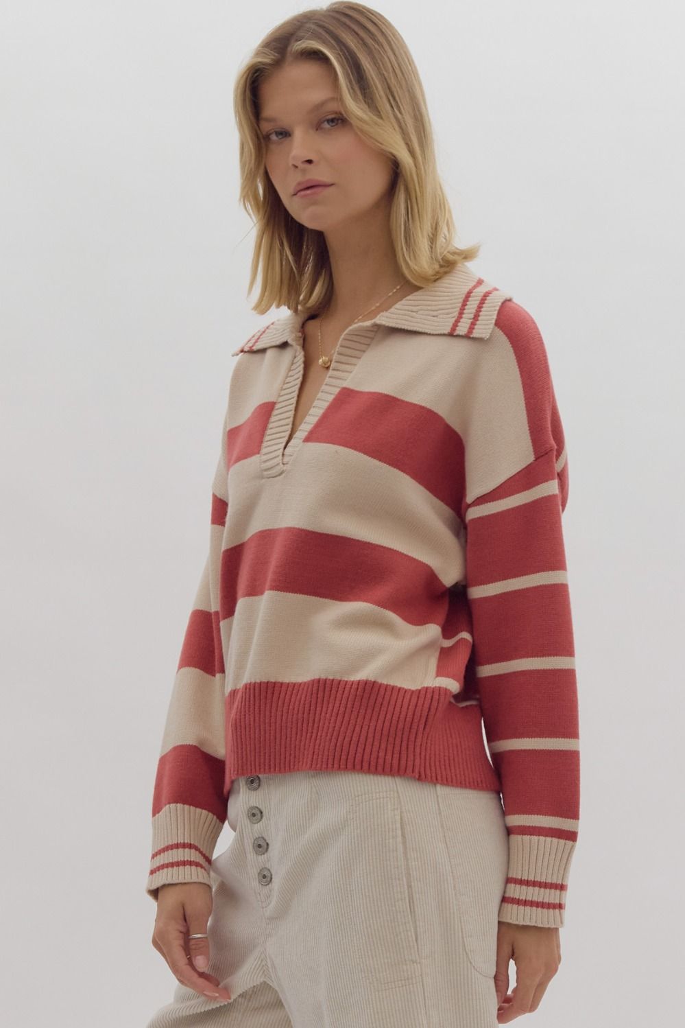 Stripe V-Neck Sweater