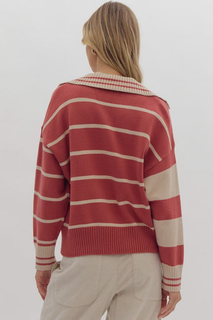 Stripe V-Neck Sweater