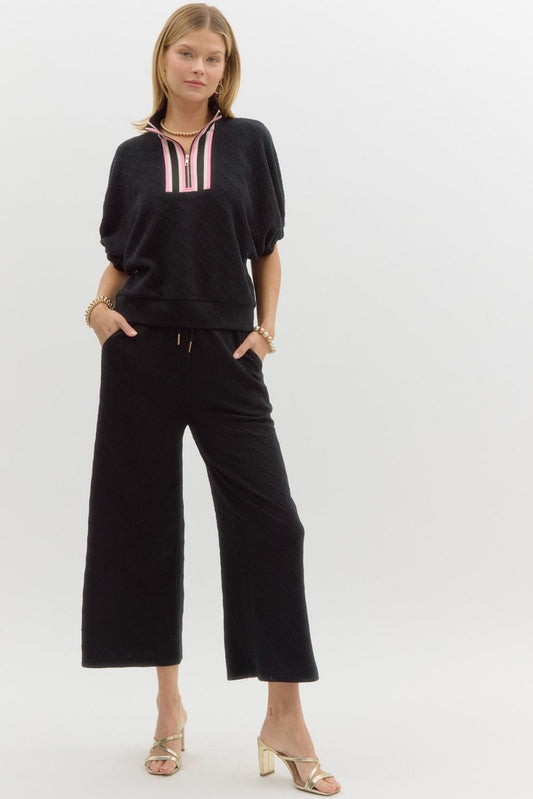 Embossed Ankle Pants