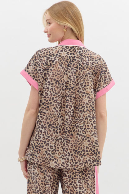 Leopard Print Button Top