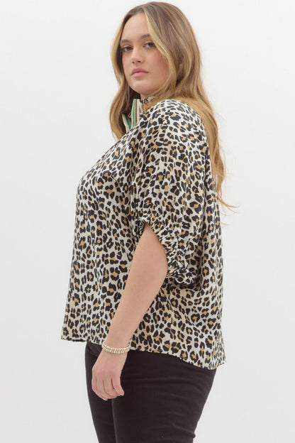 Leopard Print High Neck Top