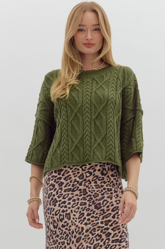 3/4 Sleeve Knit Sweater