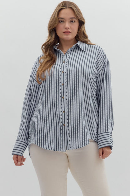 Stripe Textured Button Down
