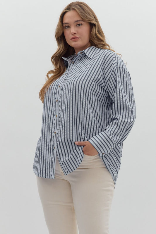 Stripe Textured Button Down