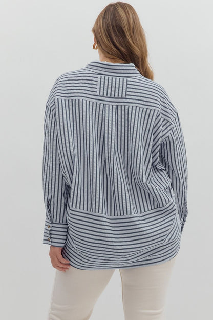 Stripe Textured Button Down