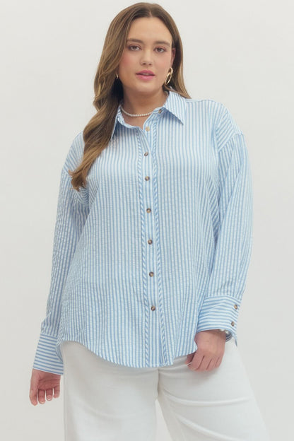 Seersucker Stripe Button Down