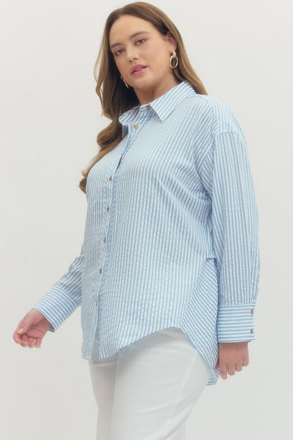 Seersucker Stripe Button Down