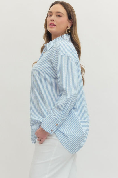 Seersucker Stripe Button Down