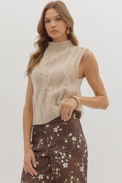 Mock Neck Sleeveless Sweater