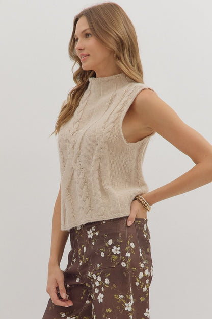 Mock Neck Sleeveless Sweater