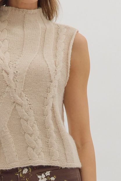 Mock Neck Sleeveless Sweater