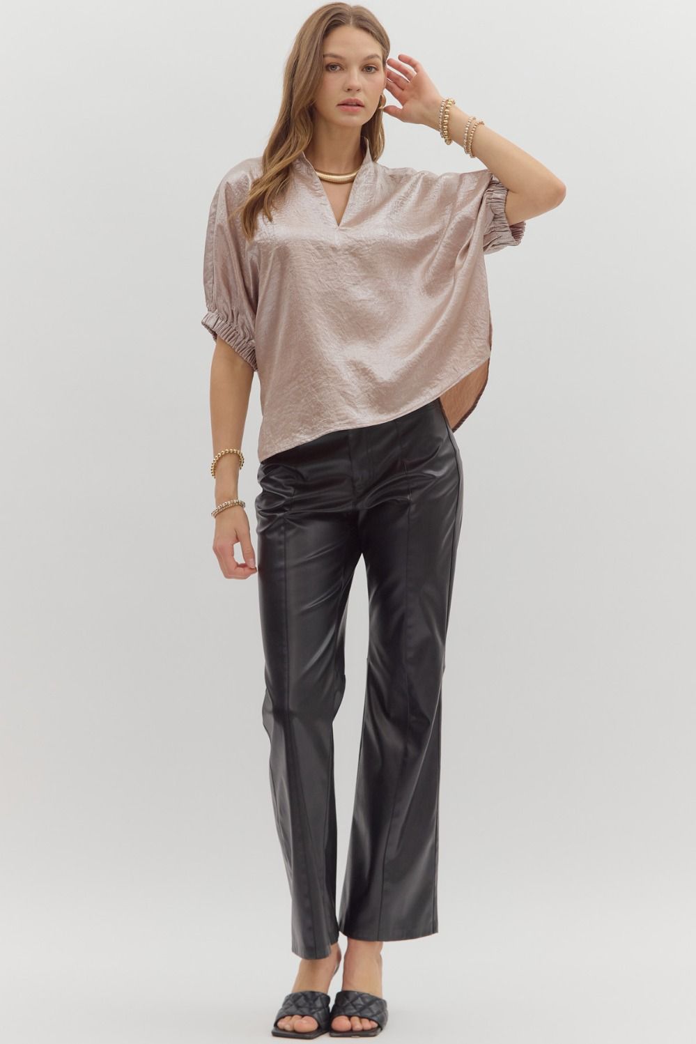 Metallic Dolman Short Sleeve