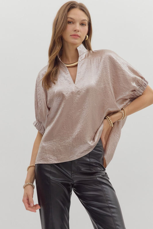 Metallic Dolman Short Sleeve