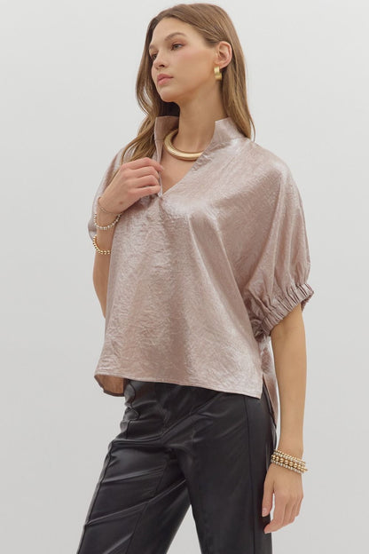 Metallic Dolman Short Sleeve