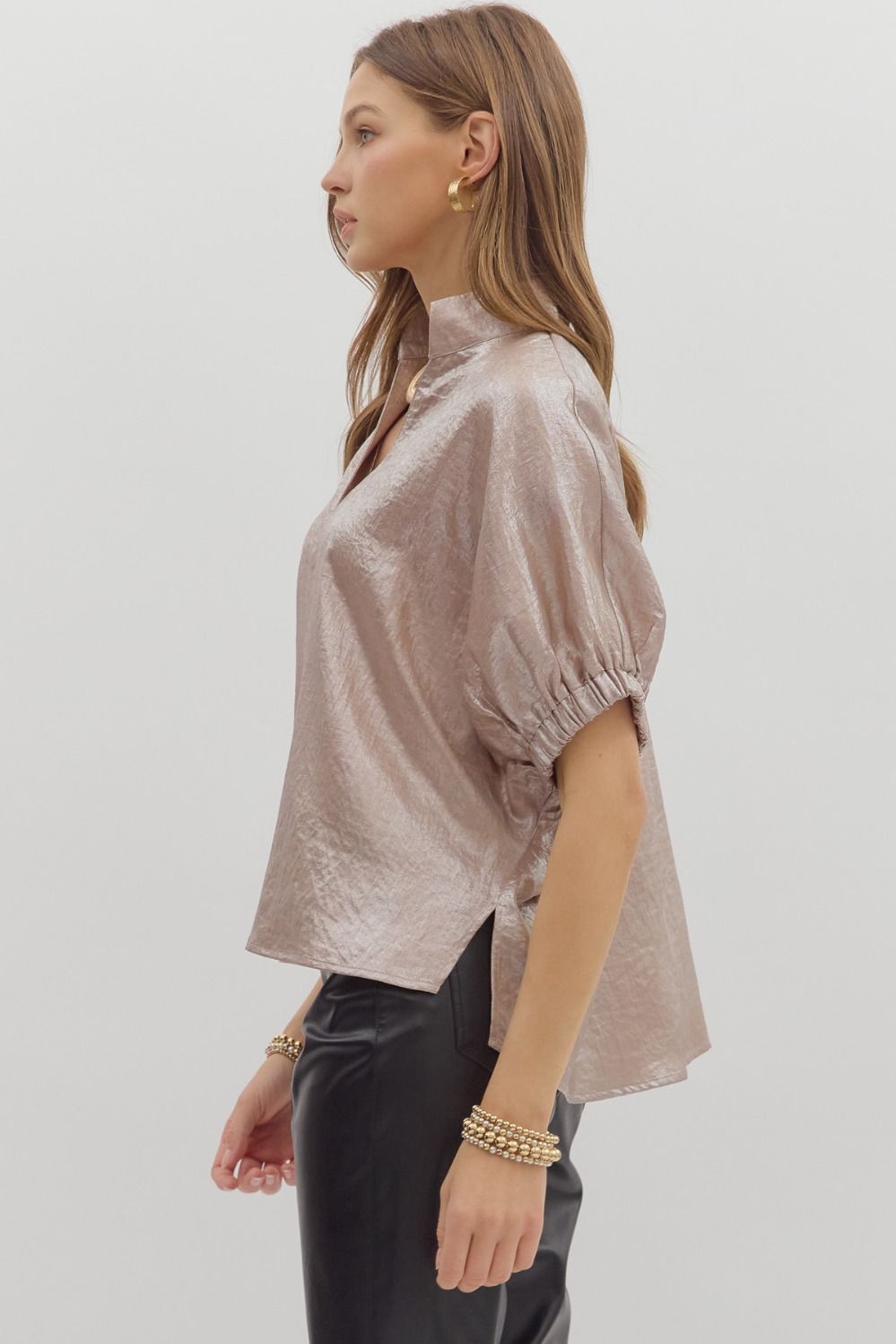 Metallic Dolman Short Sleeve