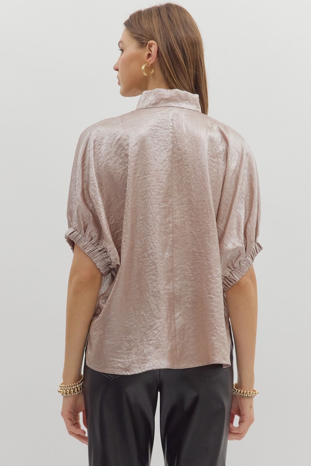Metallic Dolman Short Sleeve