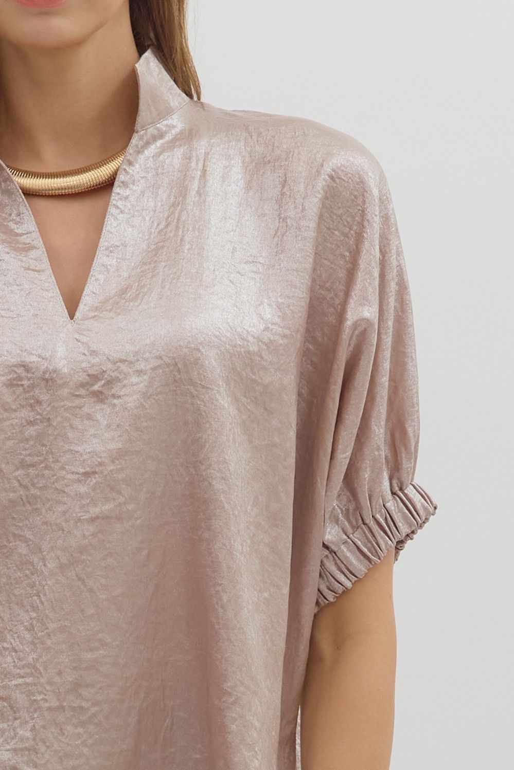 Metallic Dolman Short Sleeve