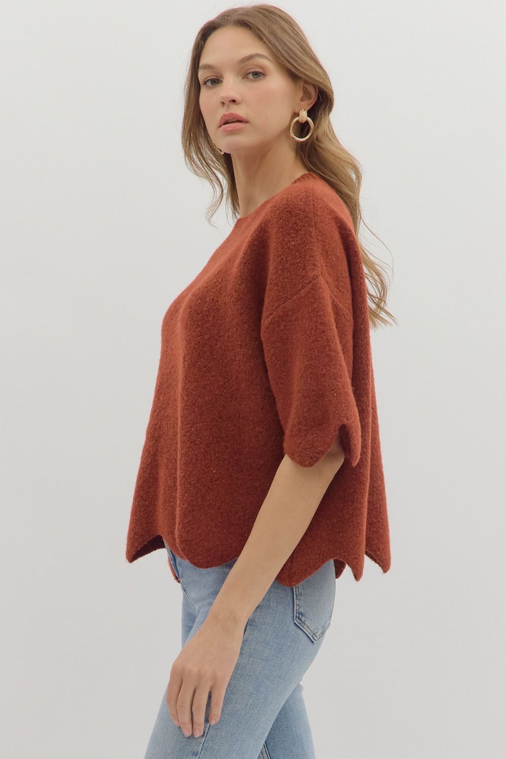 Scallop Hem Sweater