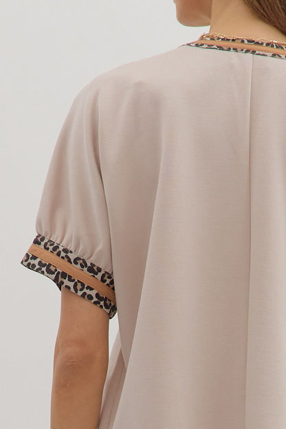 Leopard Trim Blouse