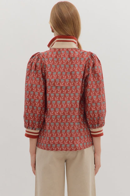 Botanical Half-Zip Blouse