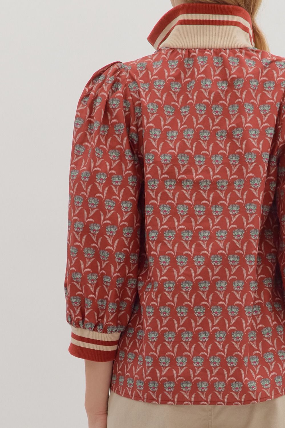 Botanical Half-Zip Blouse