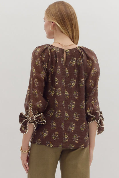 Floral Tie V-Neck Blouse