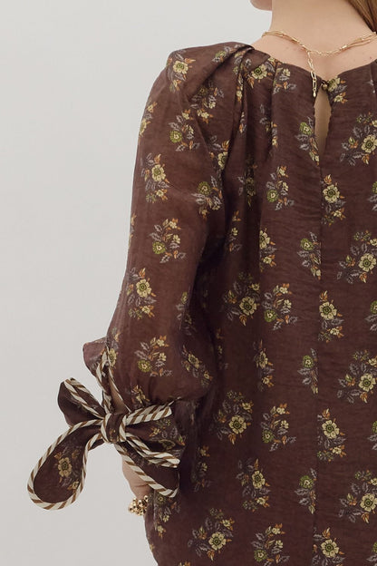 Floral Tie V-Neck Blouse