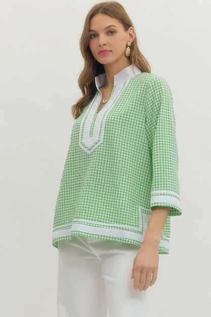 Gingham Woven Blouse