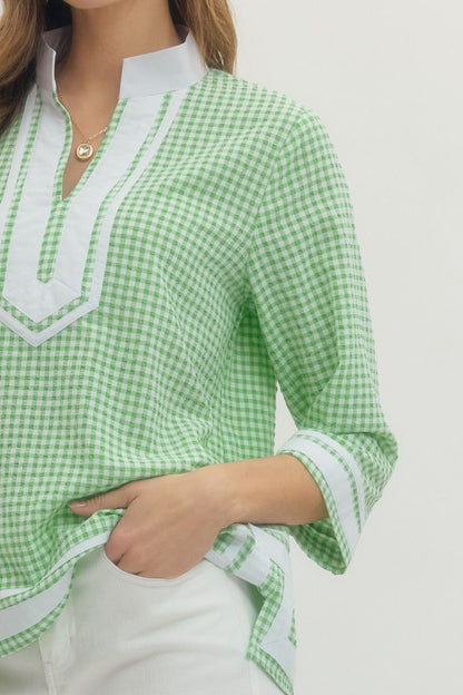 Gingham Woven Blouse
