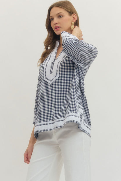 Gingham Woven Blouse