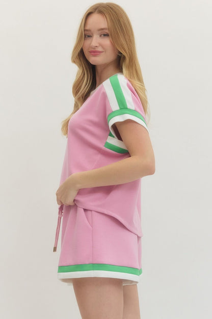 Stripe Contrast Pullover Top