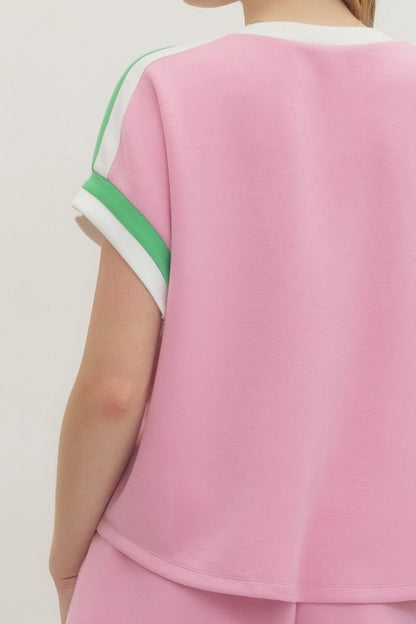 Stripe Contrast Pullover Top