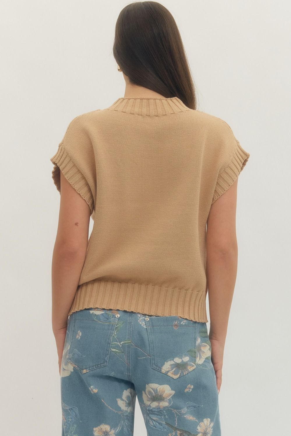 Mock Neck Short Sleeve Sweater