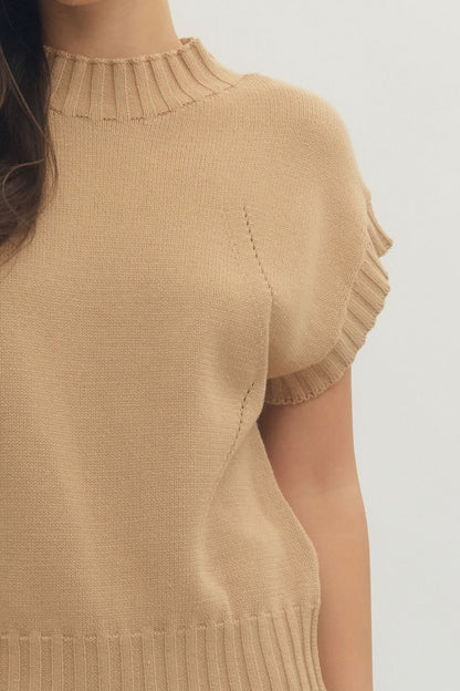 Mock Neck Short Sleeve Sweater