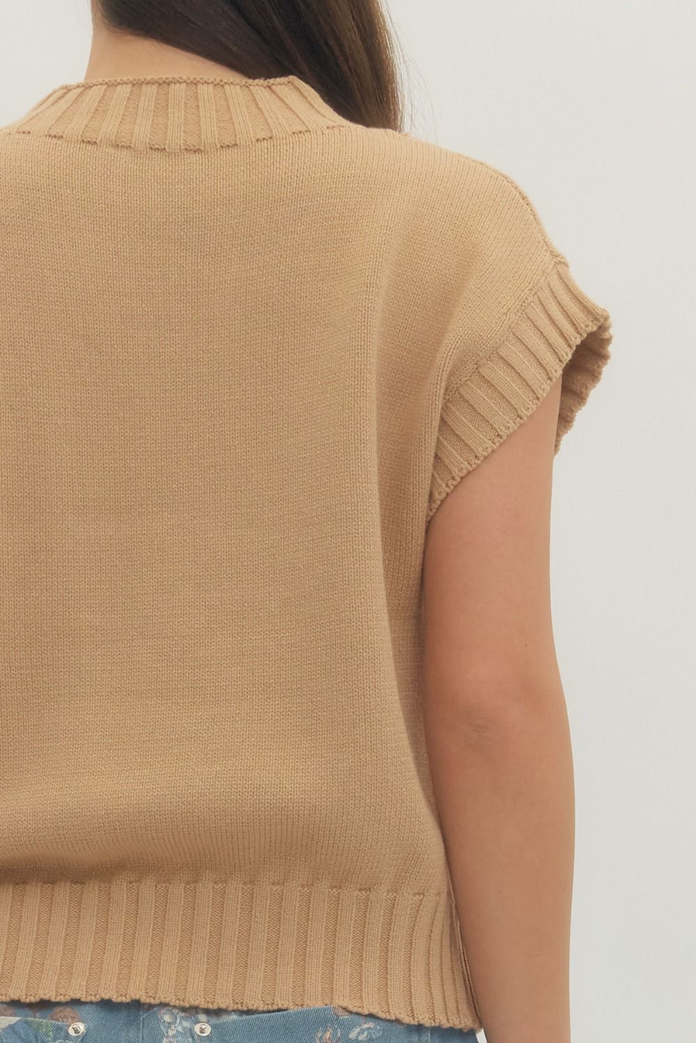 Mock Neck Short Sleeve Sweater