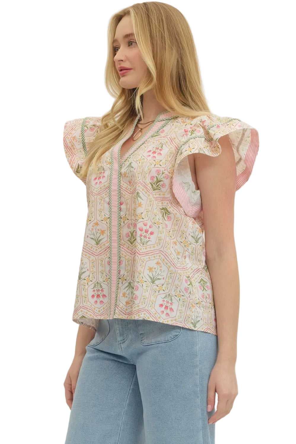 Floral Pleated Blouse