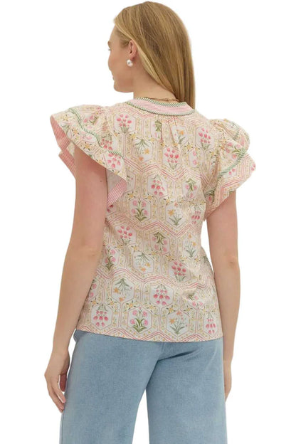 Floral Pleated Blouse