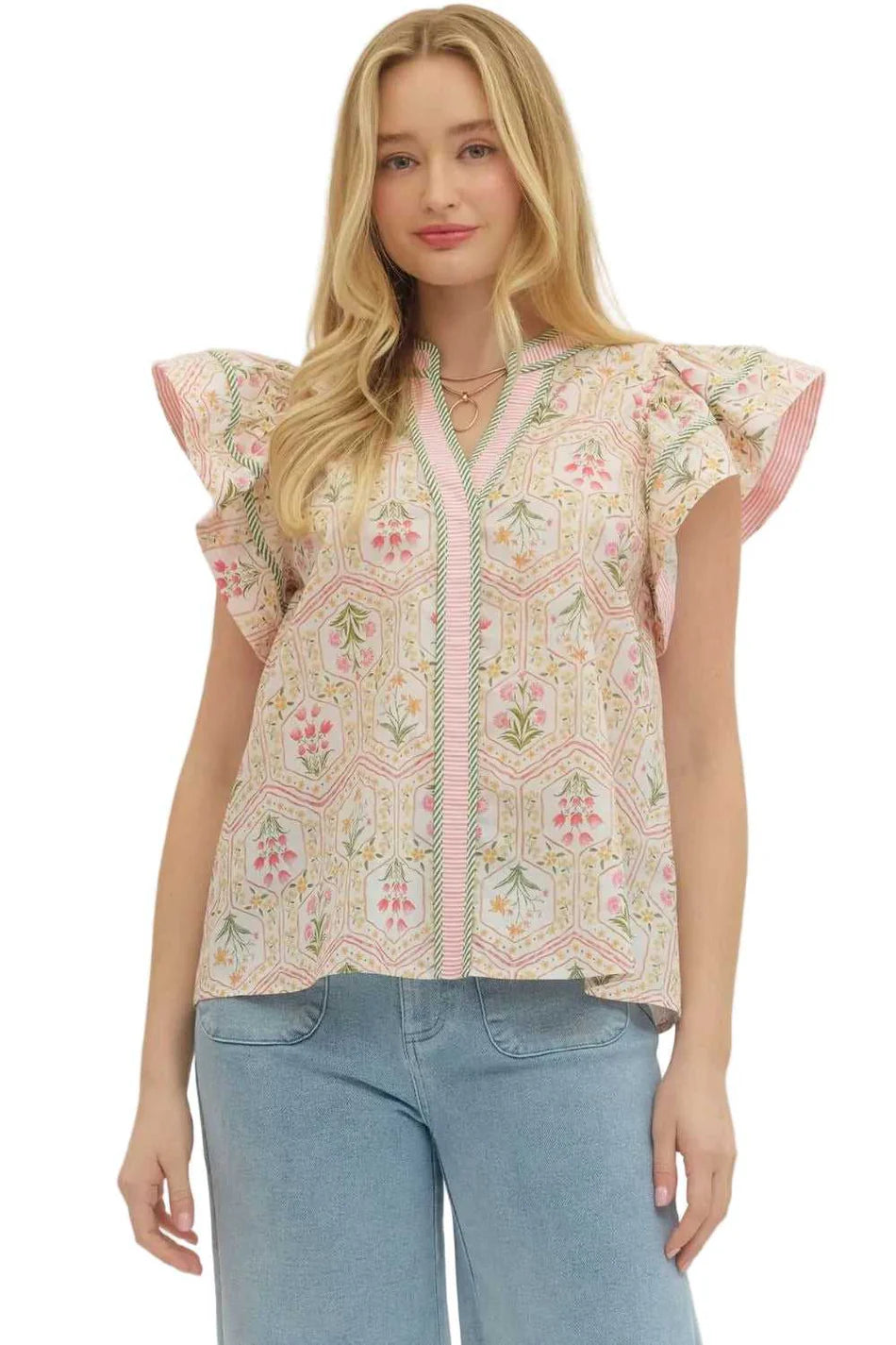 Floral Pleated Blouse