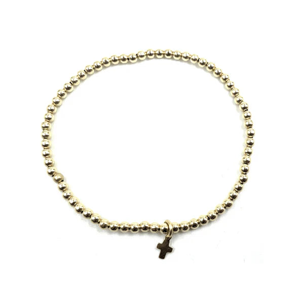 3mm Gold Filled Karma Waterproof Bracelet with Luxe Cross