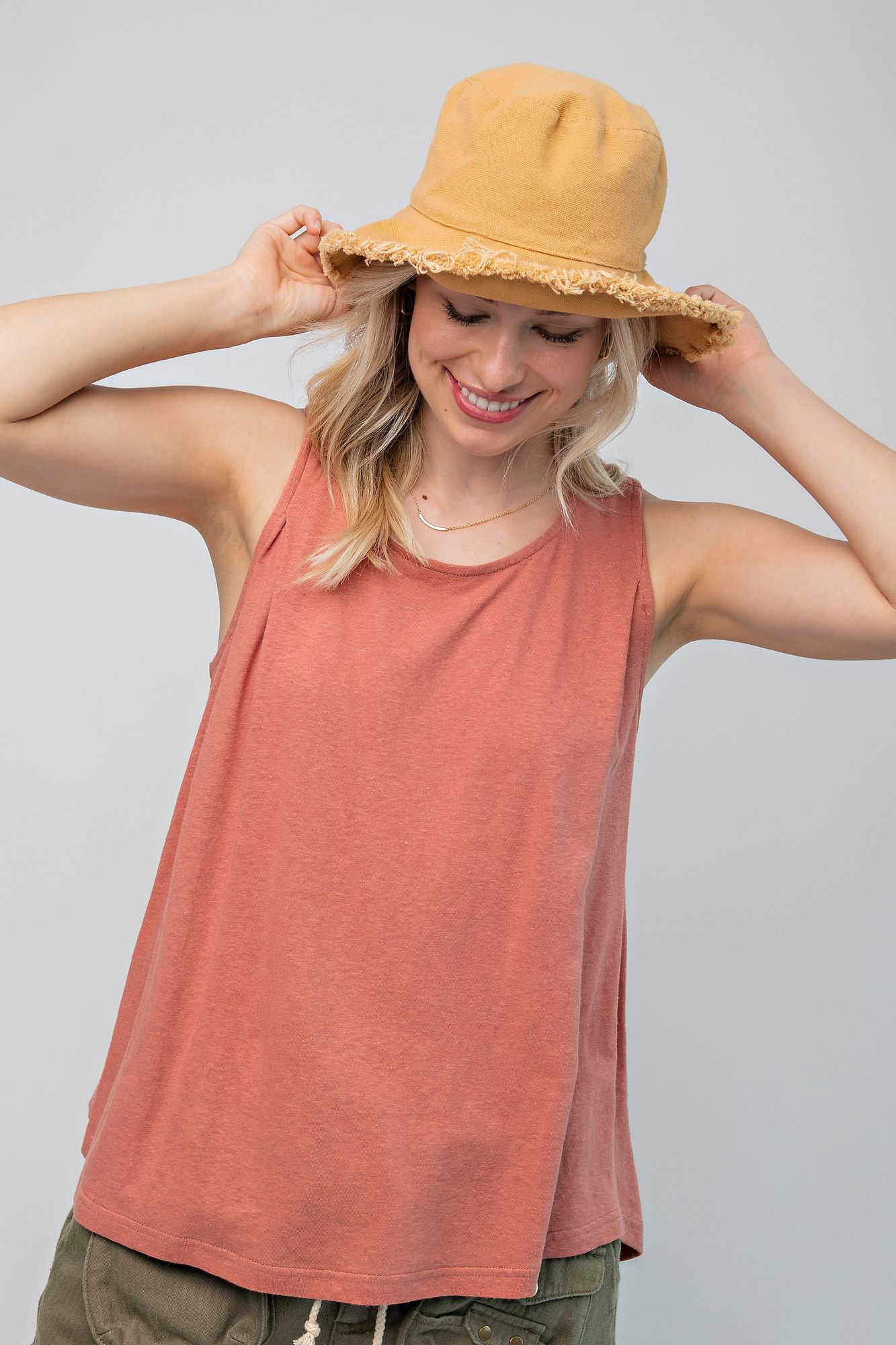 Sleeveless Cotton Slub Basic Tunic