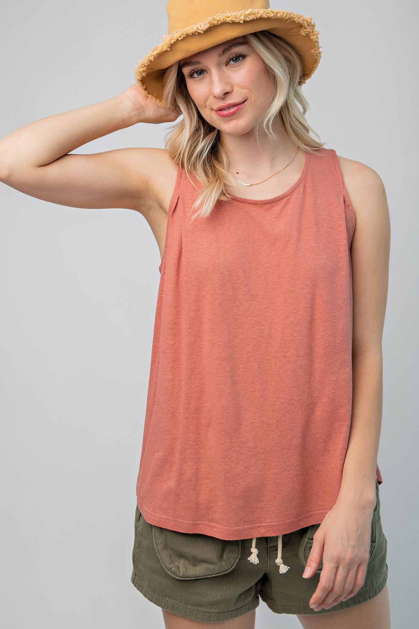 Sleeveless Cotton Slub Basic Tunic