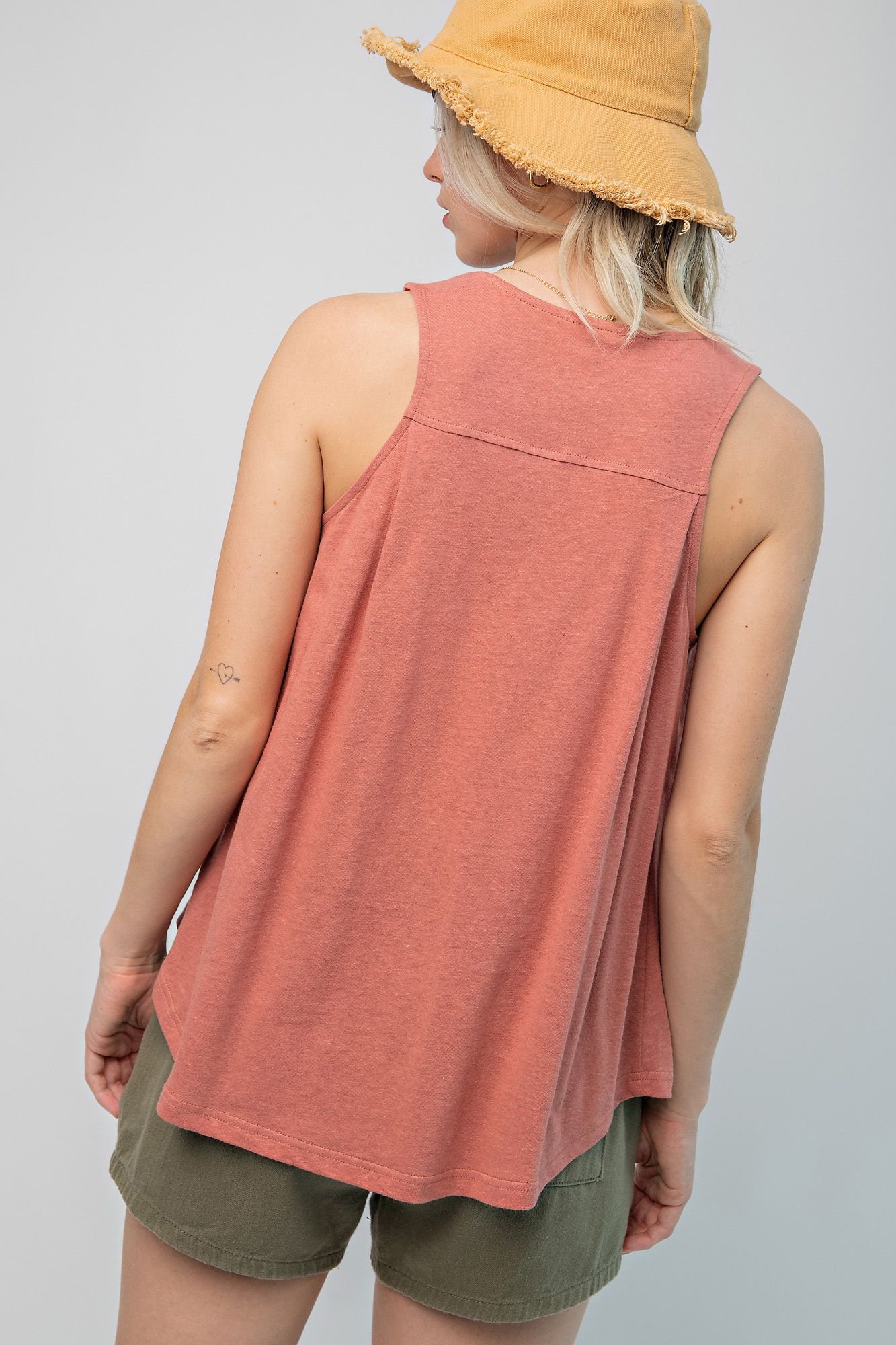 Sleeveless Cotton Slub Basic Tunic