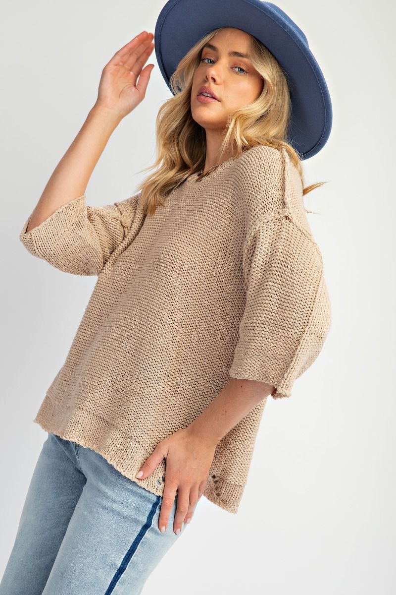 Half Sleeve Knit Sweater
