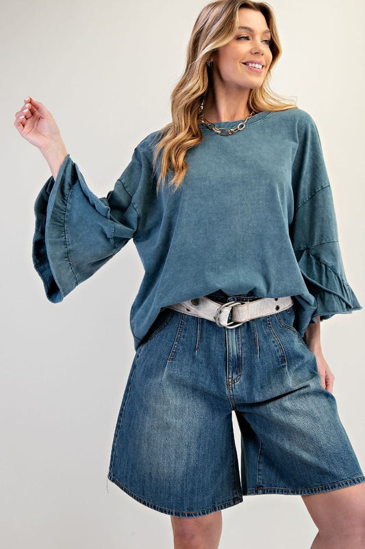 Wing Sleeve Washed Cotton Slub