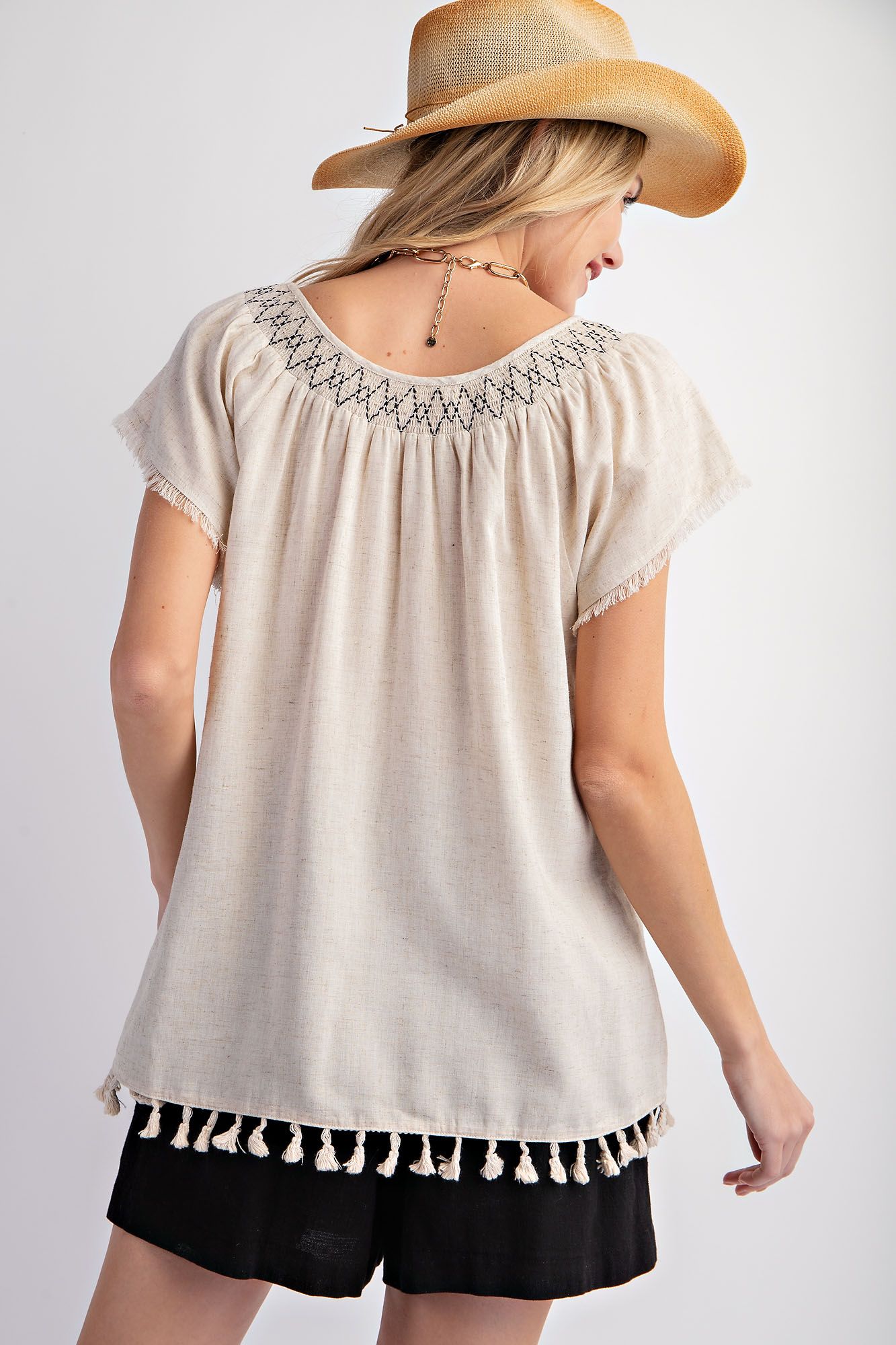 Tassel Linen Top